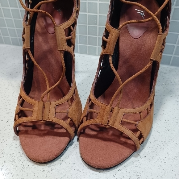 Giuseppe Zanotti lace up scalloped gladiator suede boots sandals heels - Picture 6 of 12